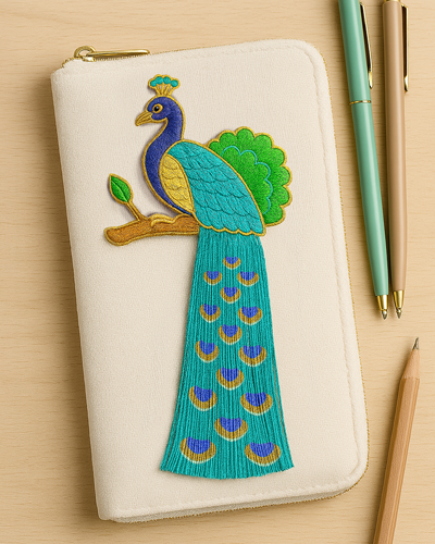 孔雀流蘇刺繡吊飾