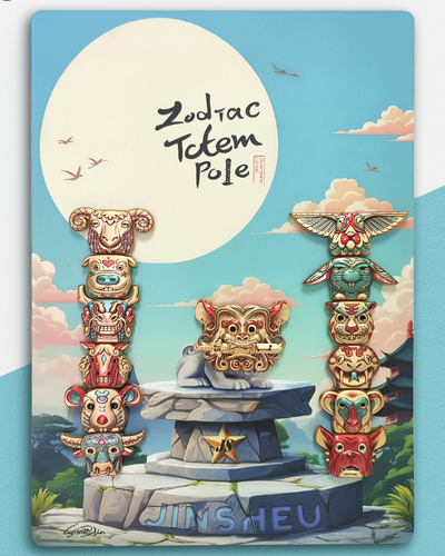 十二生肖圖騰磁鐵柱